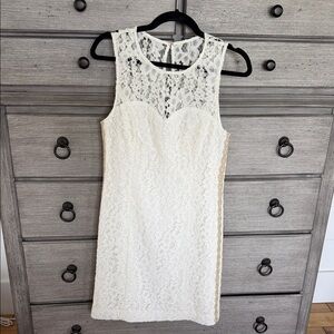 Lilly Pulitzer Mila White Corded Floral Lace Gold Side Lace Dress